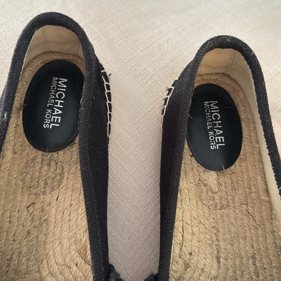 Michael Kors black espadrille flats. Black canvas with frayed fabric detail. - Picture 2 of 9